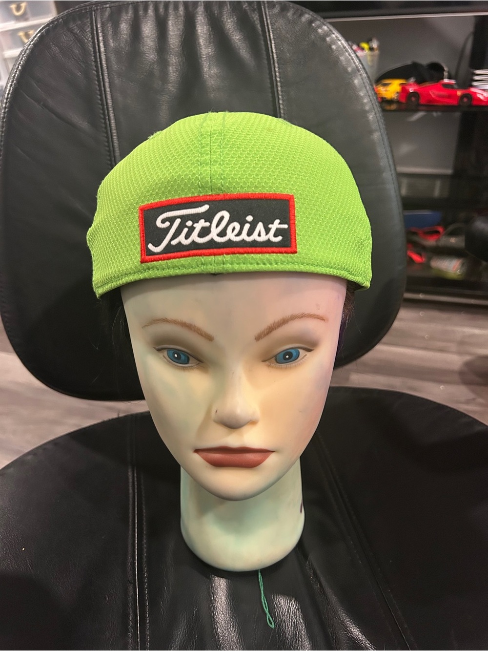 Titleist Neon Lime Kids Knit Golf Skull Cap with Red Logo Trim